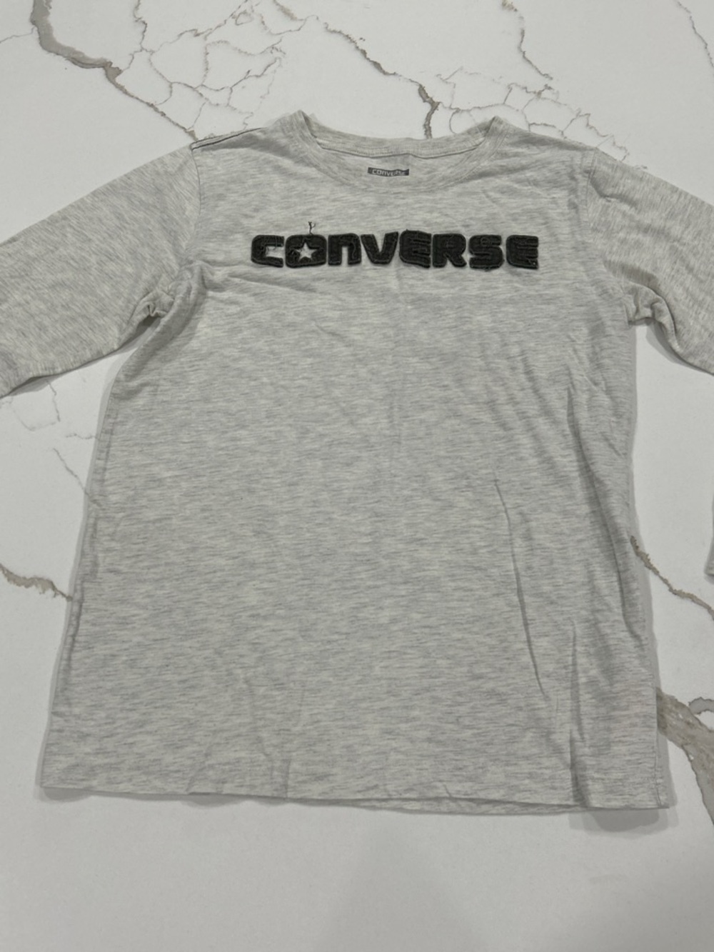 Converse Light Gray Long Sleeve Logo Tee for Kids